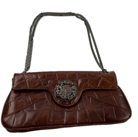 Gorgeous mid  size faux croc purse with chain shoulder strap - Picture 1 of 8
